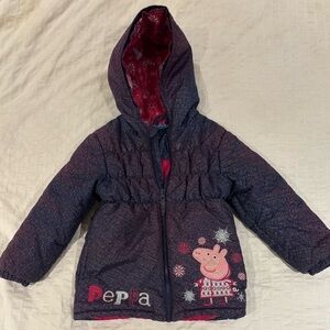 Girls Peppa Pig Purple Winter Jacket Coat Size 18 To 24 Months